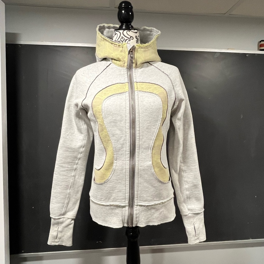 lululemon athletica Light Gray & Pale Yellow Zip Hoodie